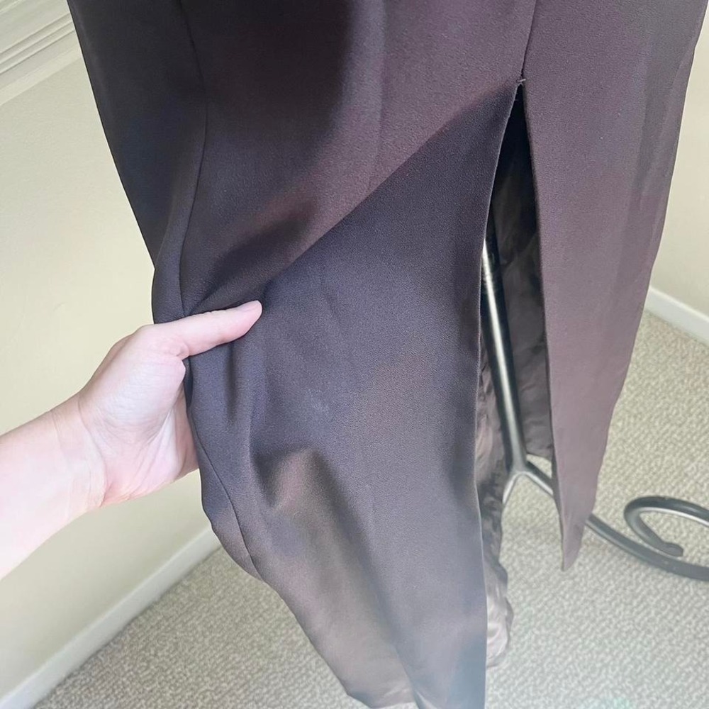 Vintage Liz Claiborne Brown Velvet Embroidered Evening Gown Wedding Dress - Picture 8 of 8